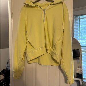 Yellow Women's Cropped Hoodie Sweater